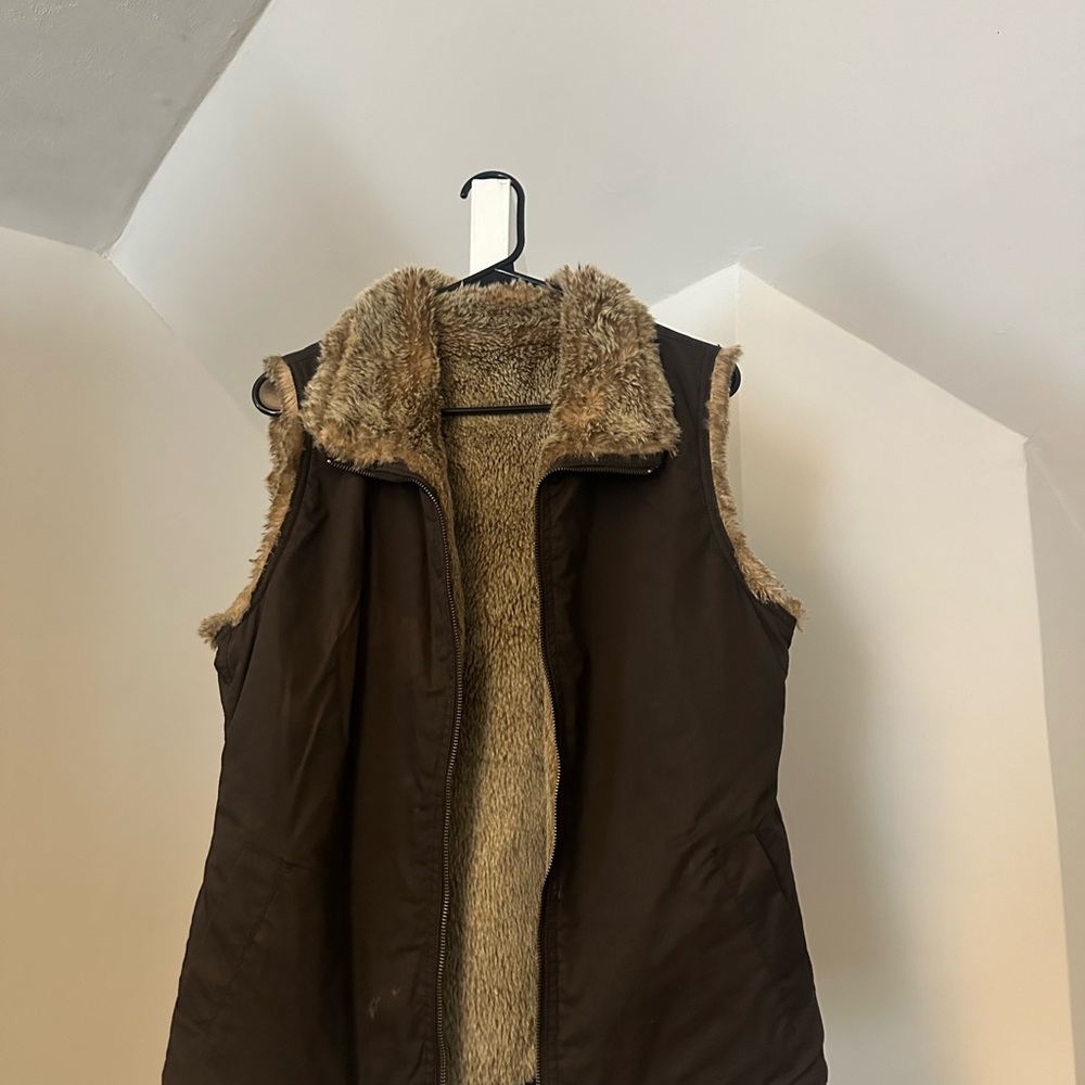 Women's Brown Faux Fur Lined Vest
